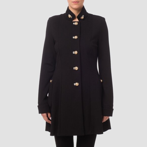 Joseph Ribkoff Designer Statement Fall Military Jacket Coat Size 8 Black - Picture 4 of 15